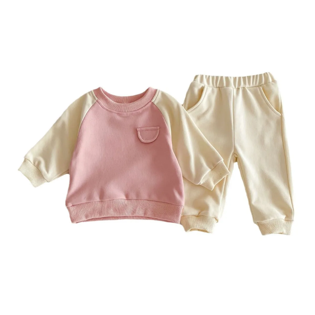 2 Pieces Set Baby Kid Girls Color-blocking Tops And Pants Wholesale 24030183