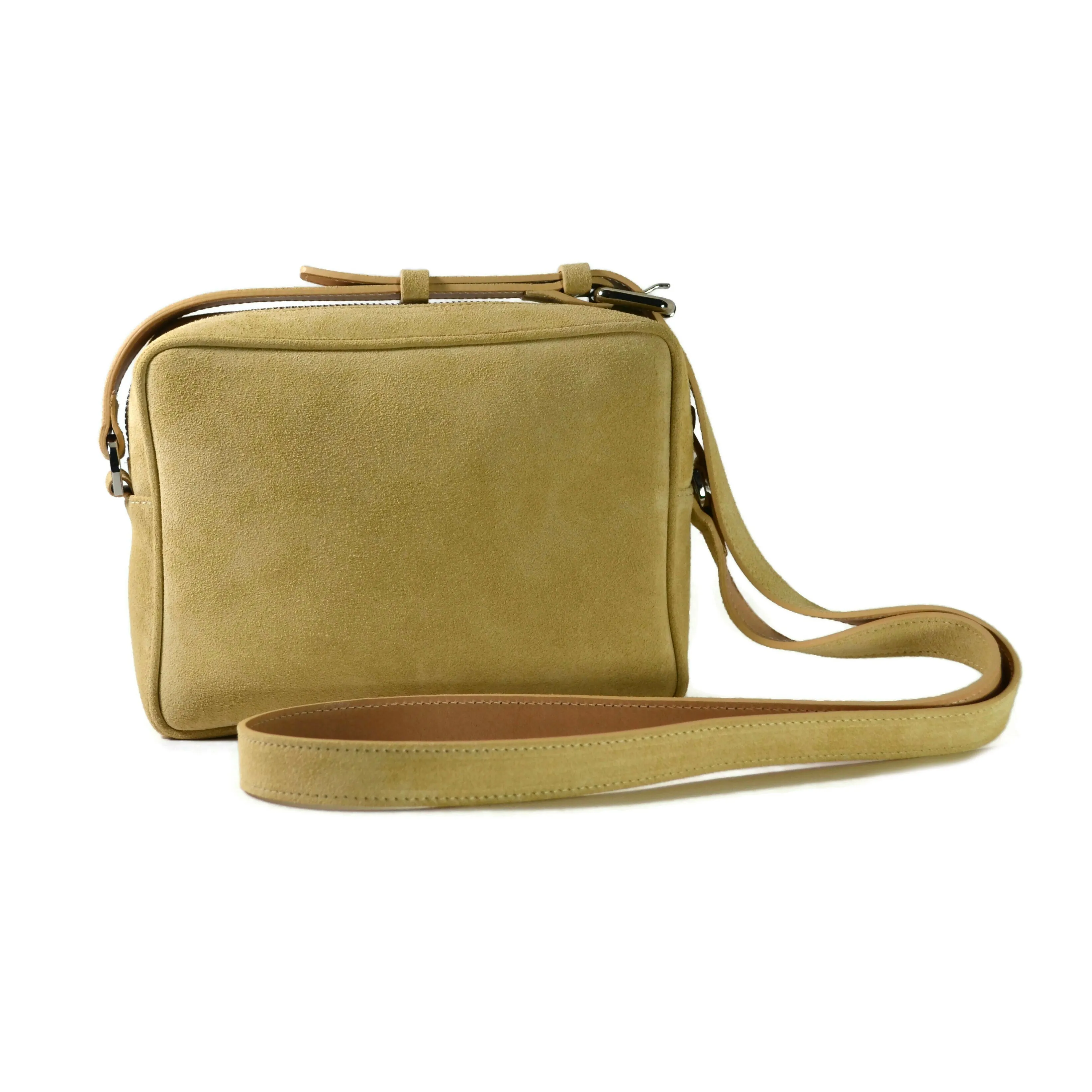 A & Furst - Medium Crossbody - Handbag, Saffron Beige Color Suede Leather