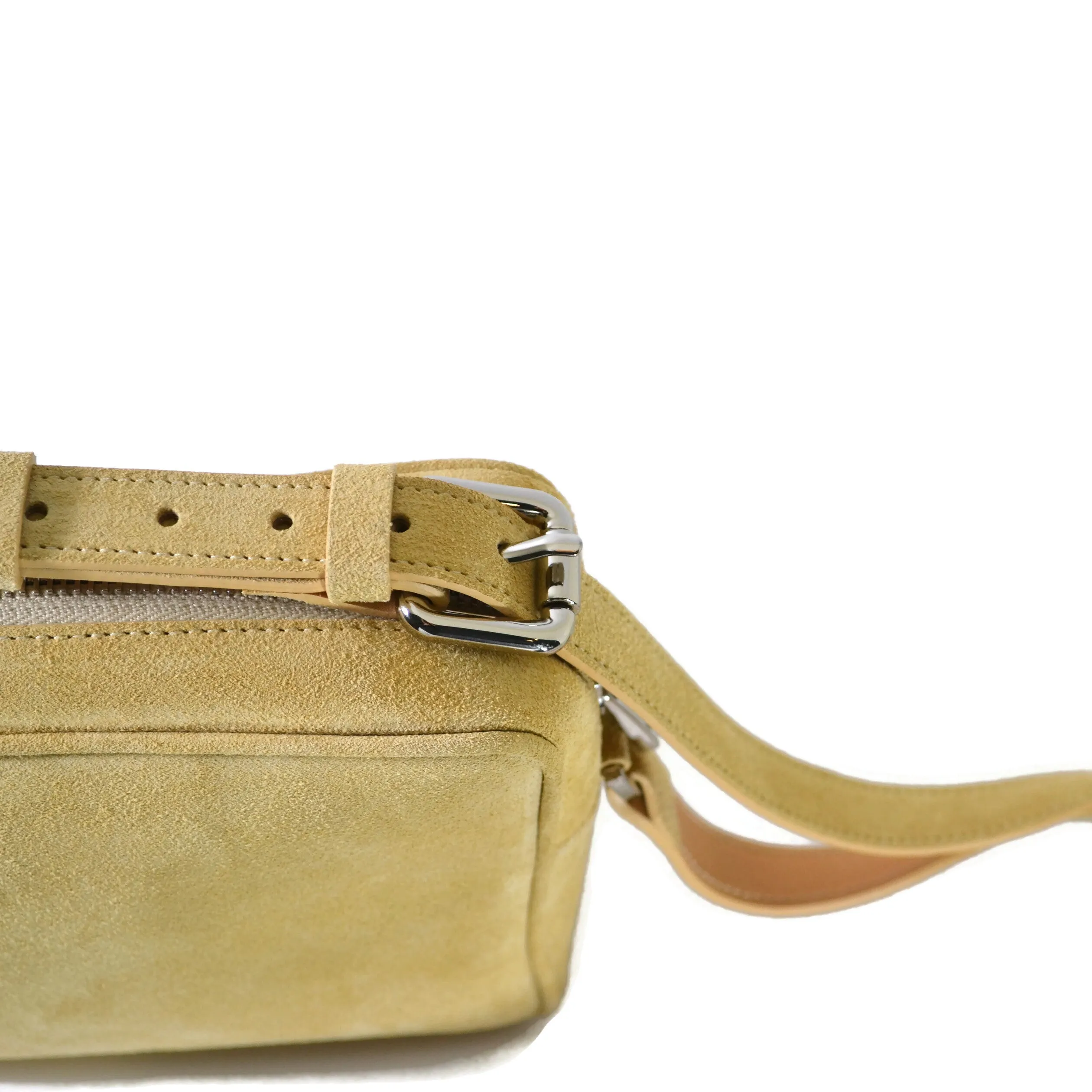 A & Furst - Medium Crossbody - Handbag, Saffron Beige Color Suede Leather