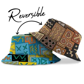 African Pattern Art & Mud Cloth Reversible Bucket Hat