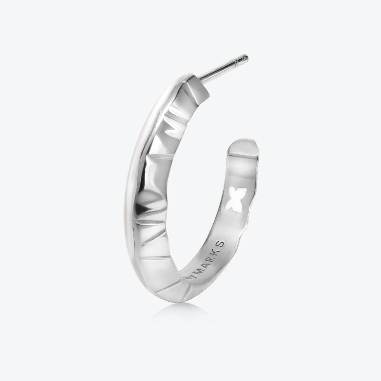 A.Iceberg SM 18K Whitegold Hoops w. White enamel