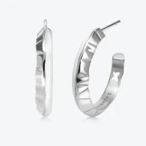 A.Iceberg SM 18K Whitegold Hoops w. White enamel