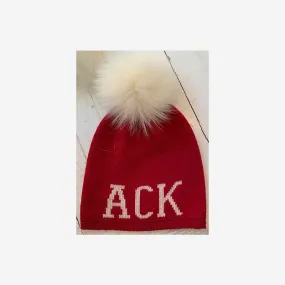 Alashan Merino Wool ACK Fox Pom Pom Hat - Velvet with Snow