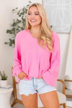 All That You Need Pink Oversized Brushed Rib Top