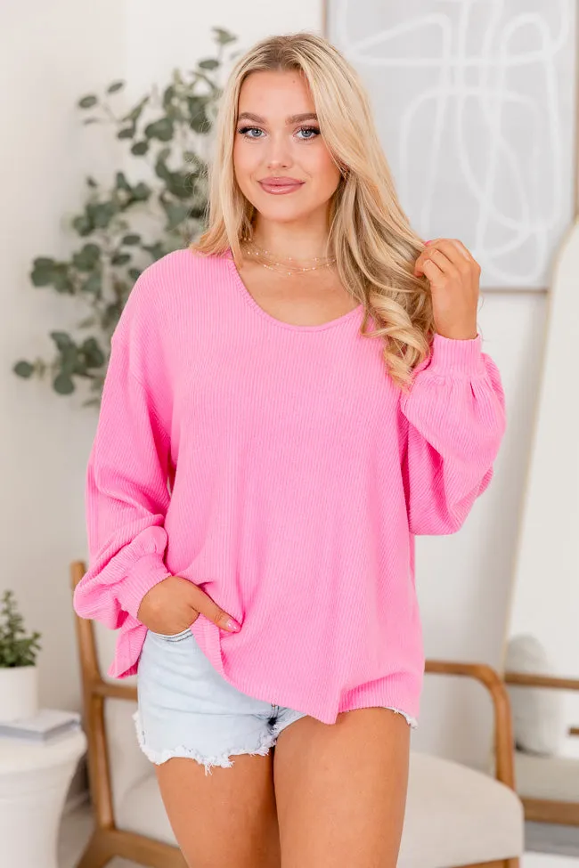 All That You Need Pink Oversized Brushed Rib Top