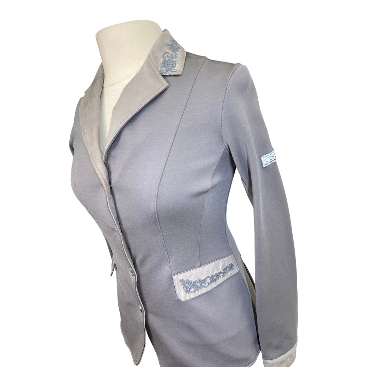 Animo Custom Show Coat in Grey w/Blue Floral - Women's IT 42/US 8