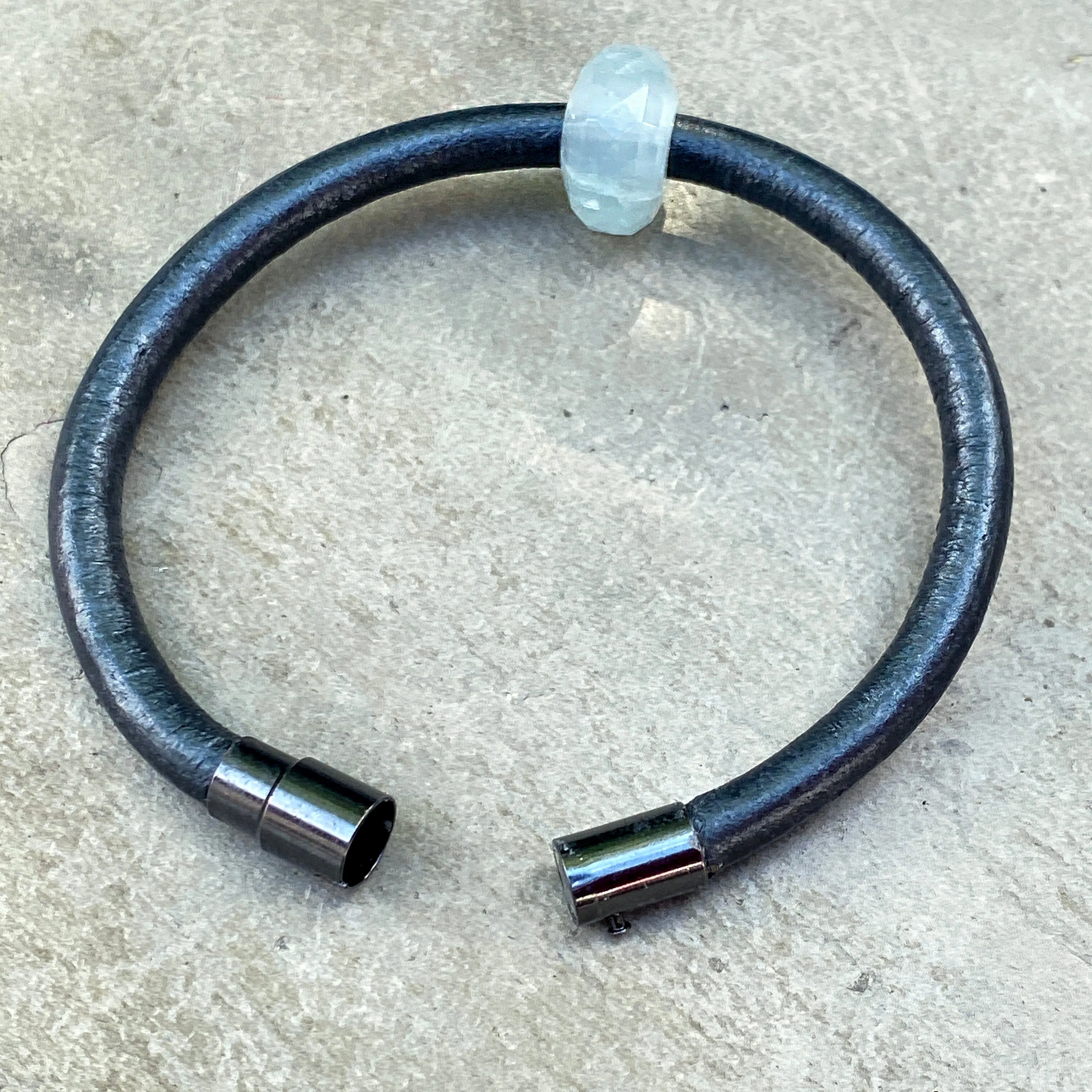 Aquamarine Leather bracelet