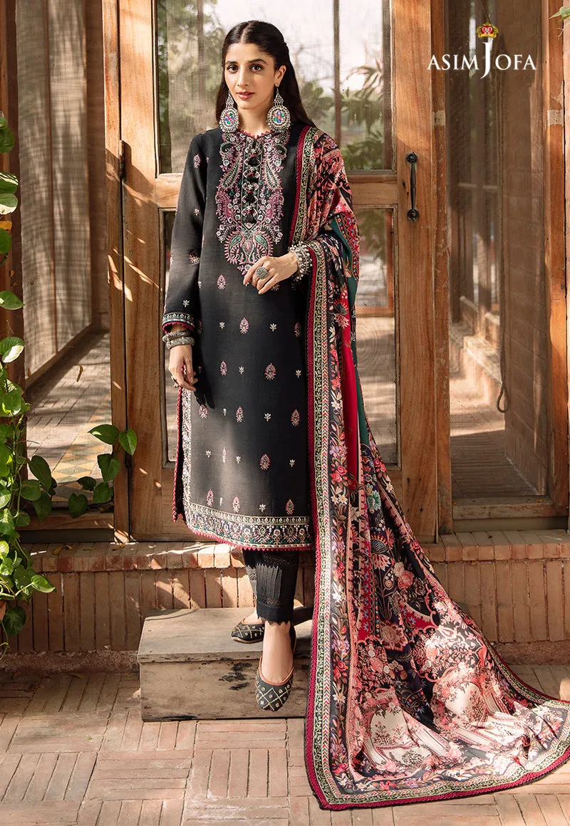 Asim Jofa "Asra" Unstitched Printed Shawls Black (AJW-07)