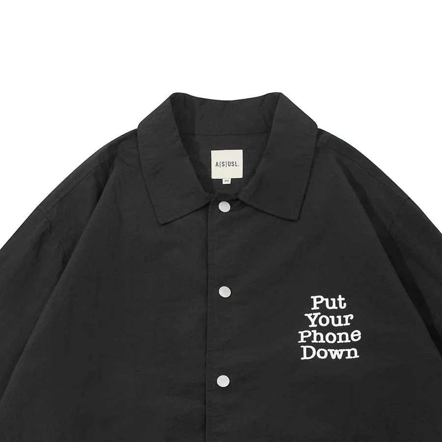 A[S]USL PHONE DOWN COACH JACKET-BLACK