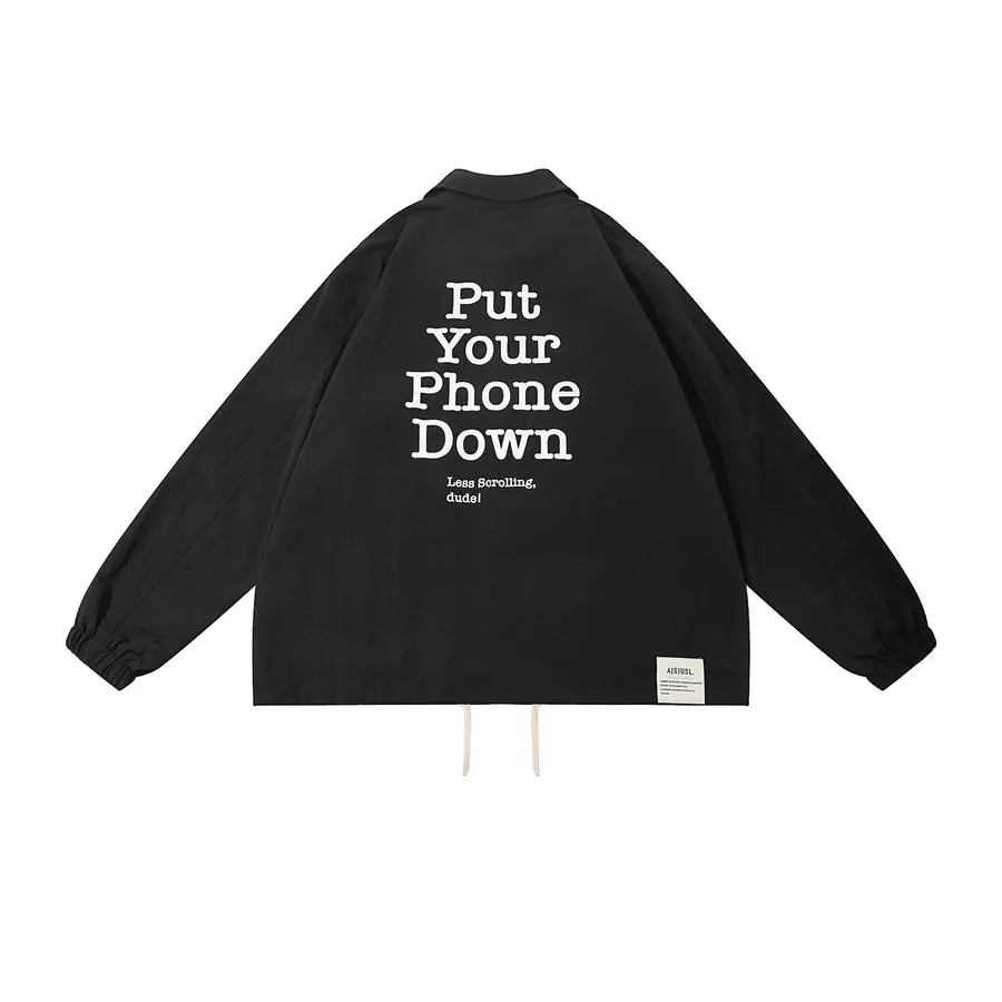 A[S]USL PHONE DOWN COACH JACKET-BLACK