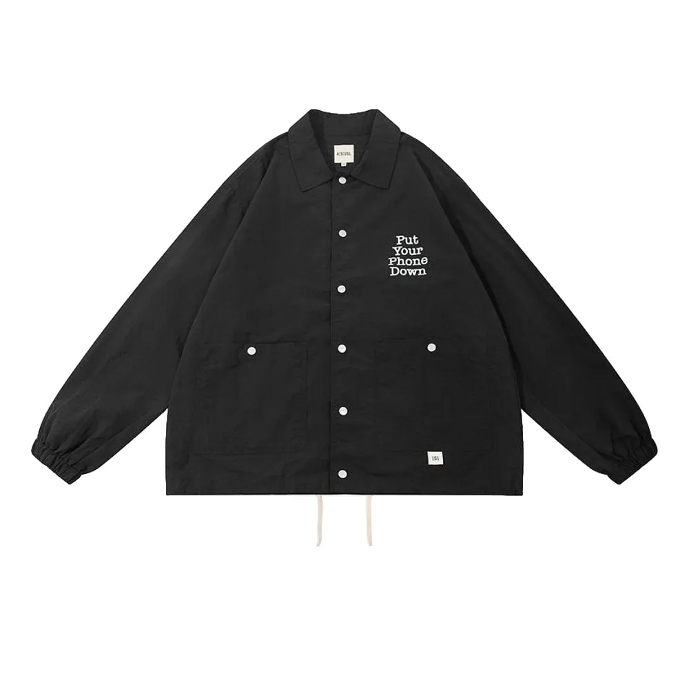 A[S]USL PHONE DOWN COACH JACKET-BLACK