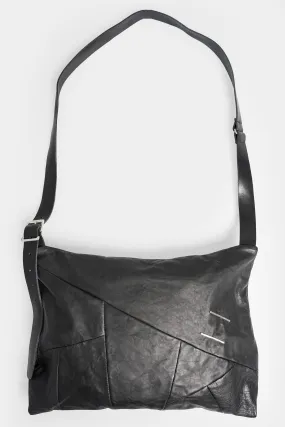 Asymmetrical leather shoulder bag