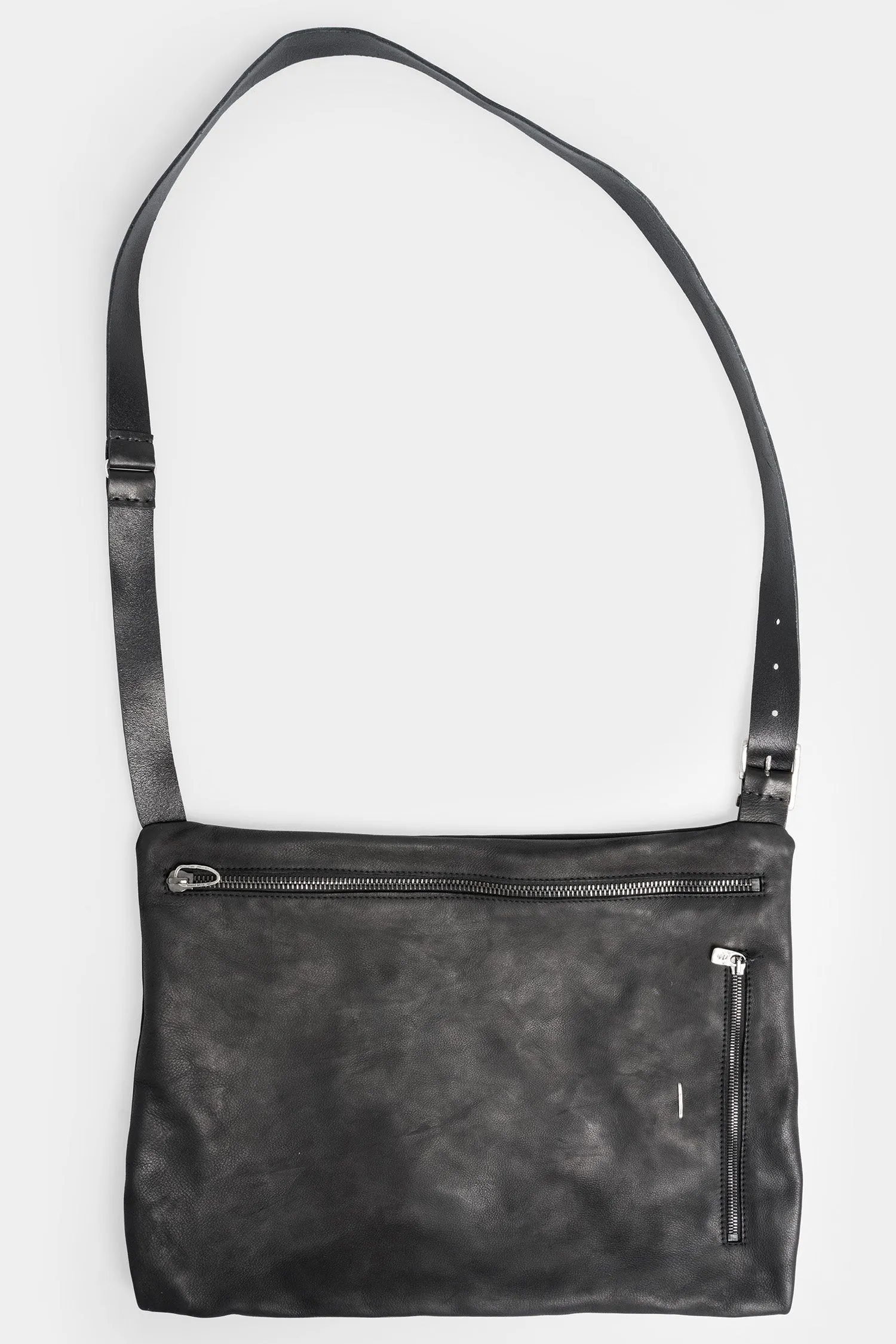 Asymmetrical leather shoulder bag