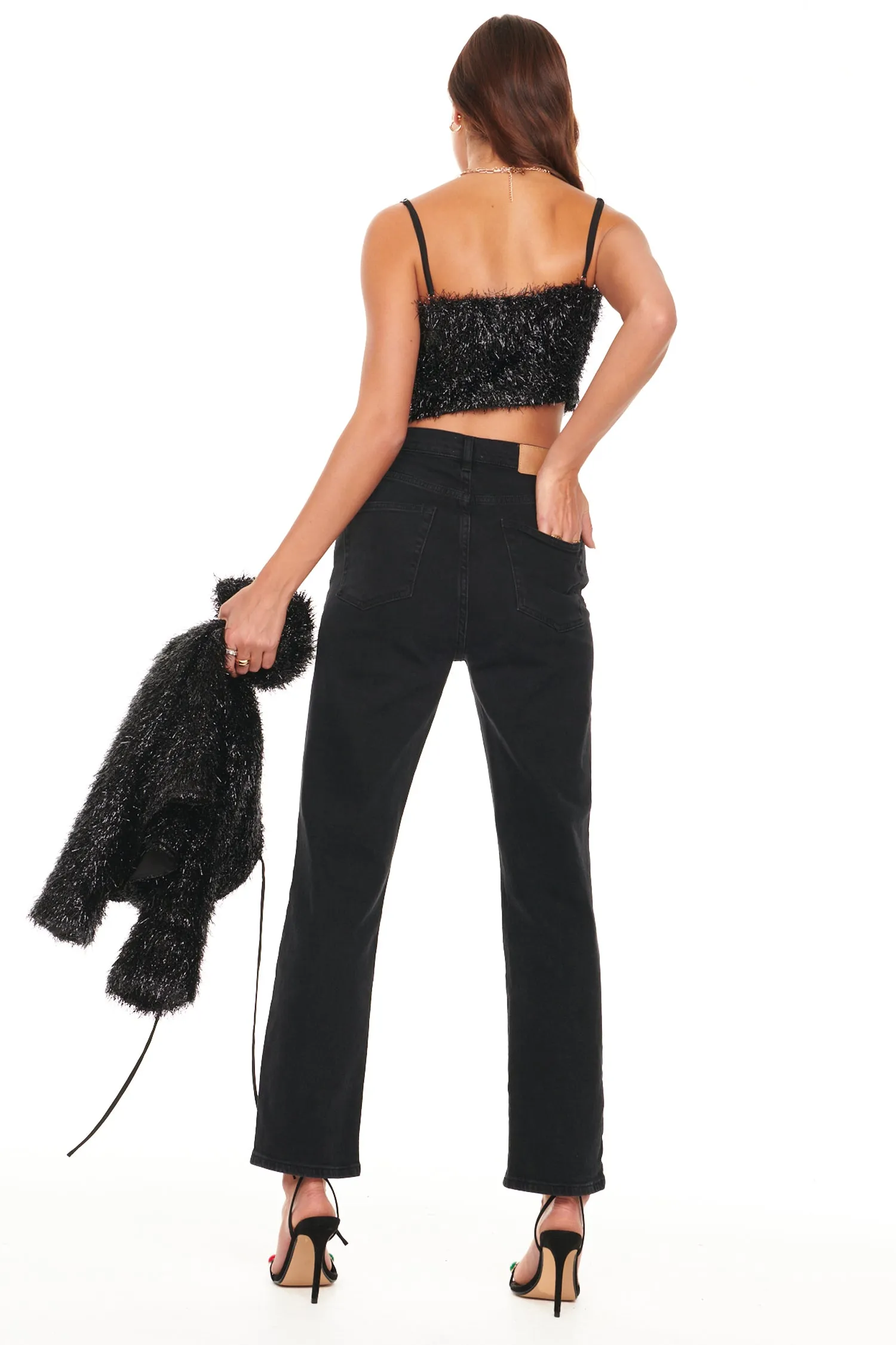 Black Sparkle Crop Top