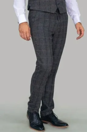 Cavani Albert Men's Grey Tweed Check Trousers