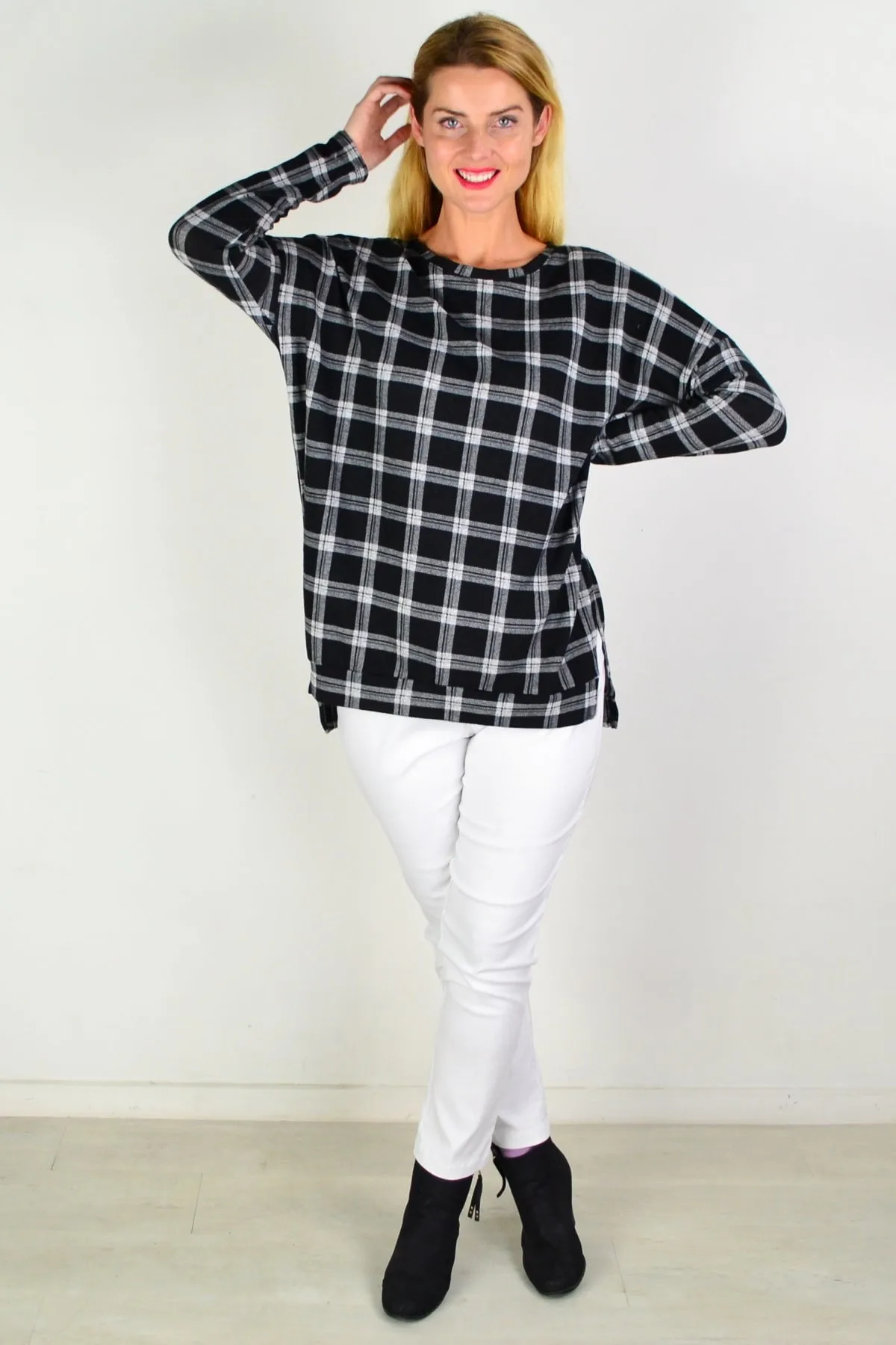 Charlies Check Hi Low Tunic Top