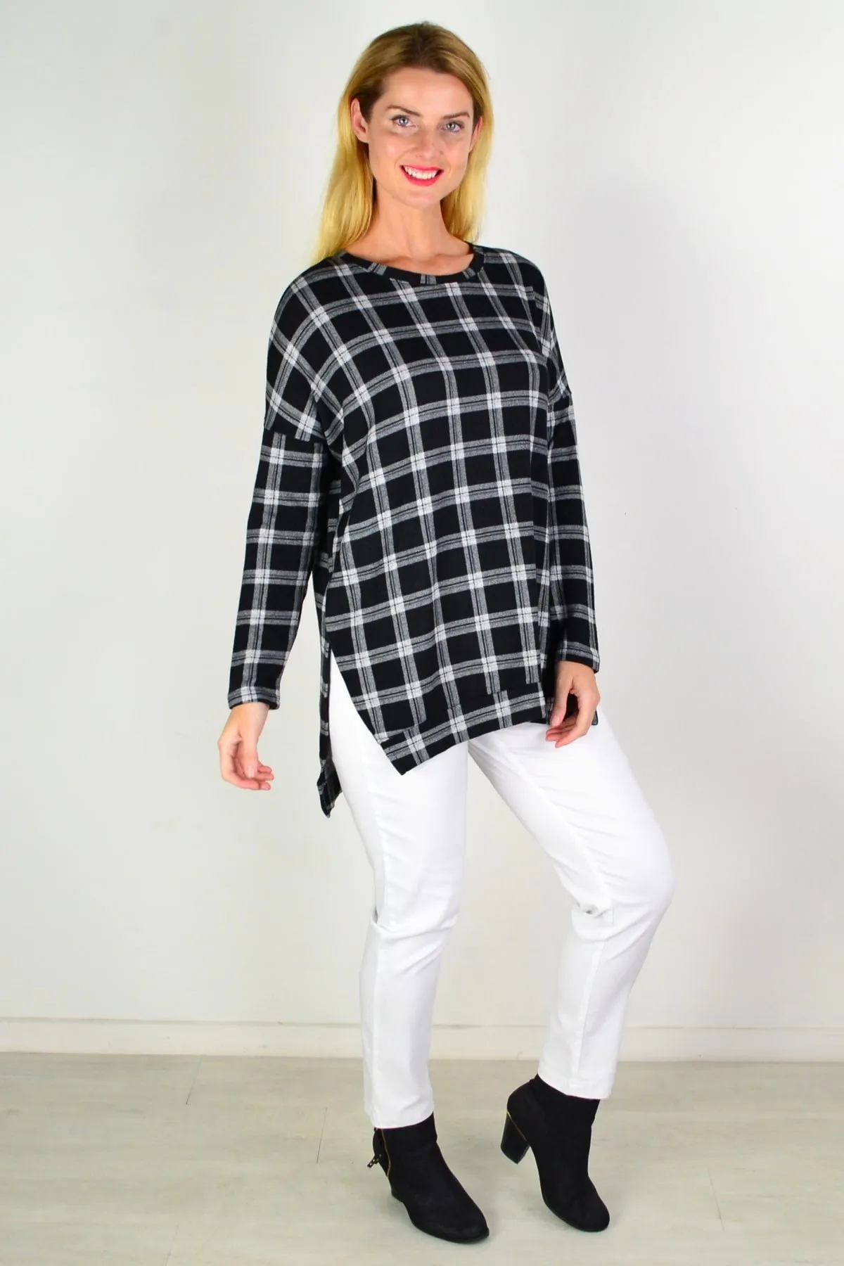 Charlies Check Hi Low Tunic Top