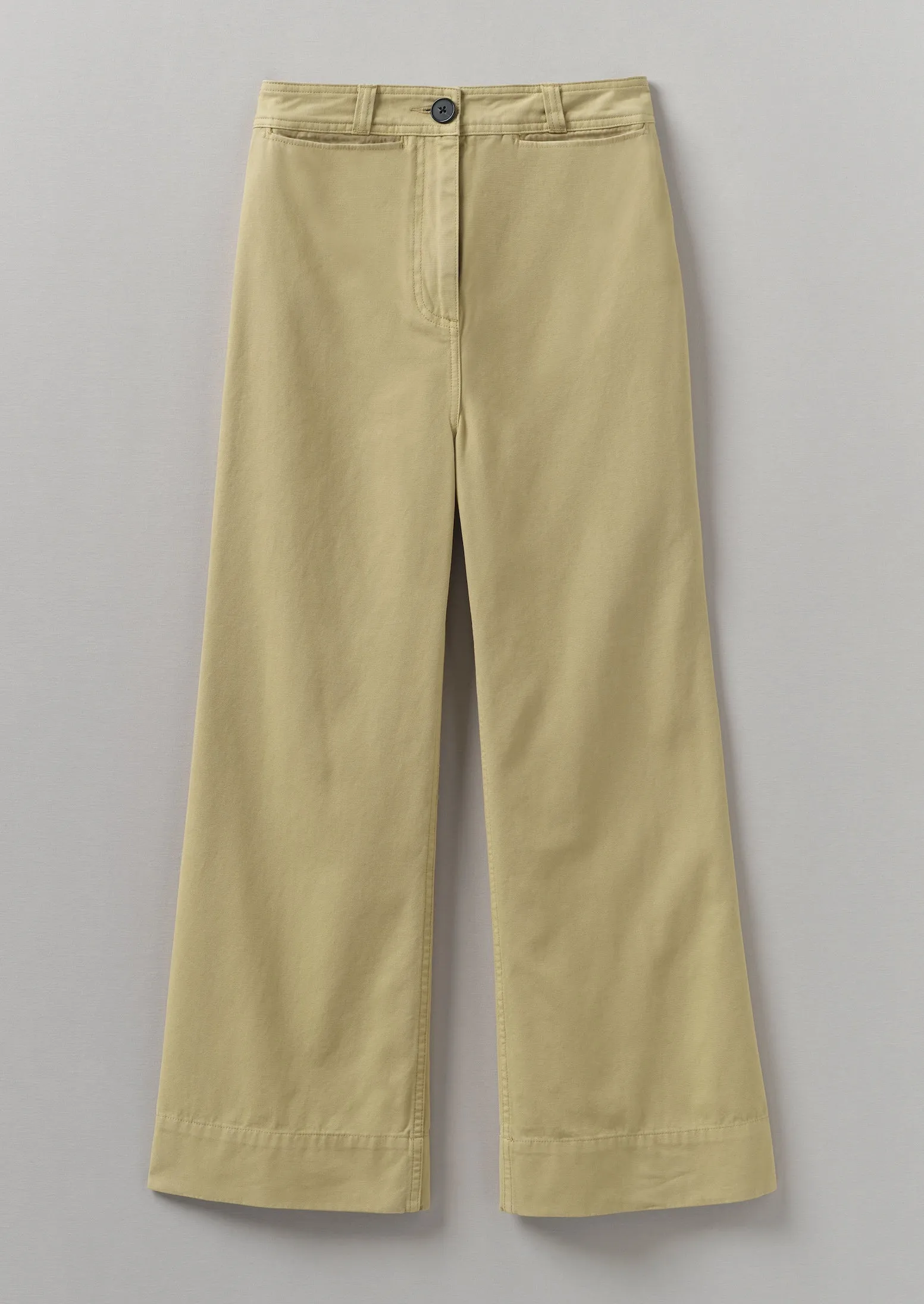 Cotton Canvas Kick Flare Pants | Shale Stone