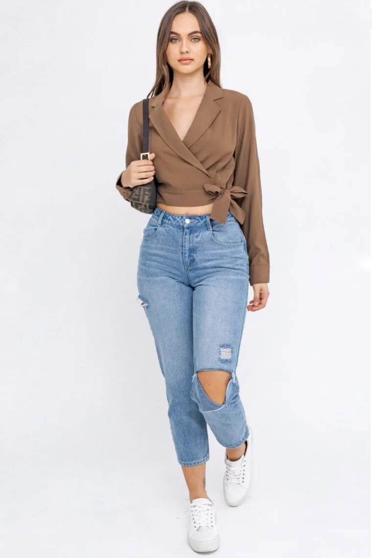 Crissy Mocha Wrap Top