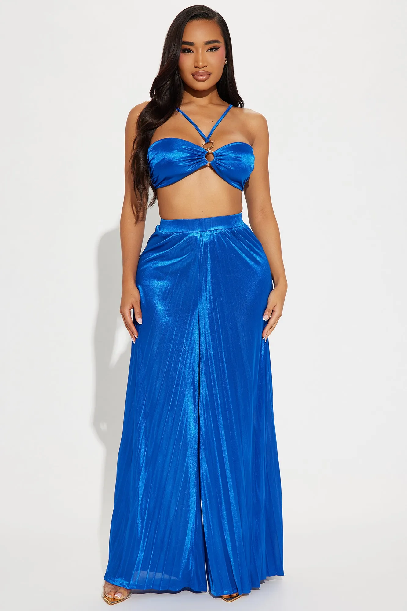 Dreamy Feeling Satin Pant Set - Royal