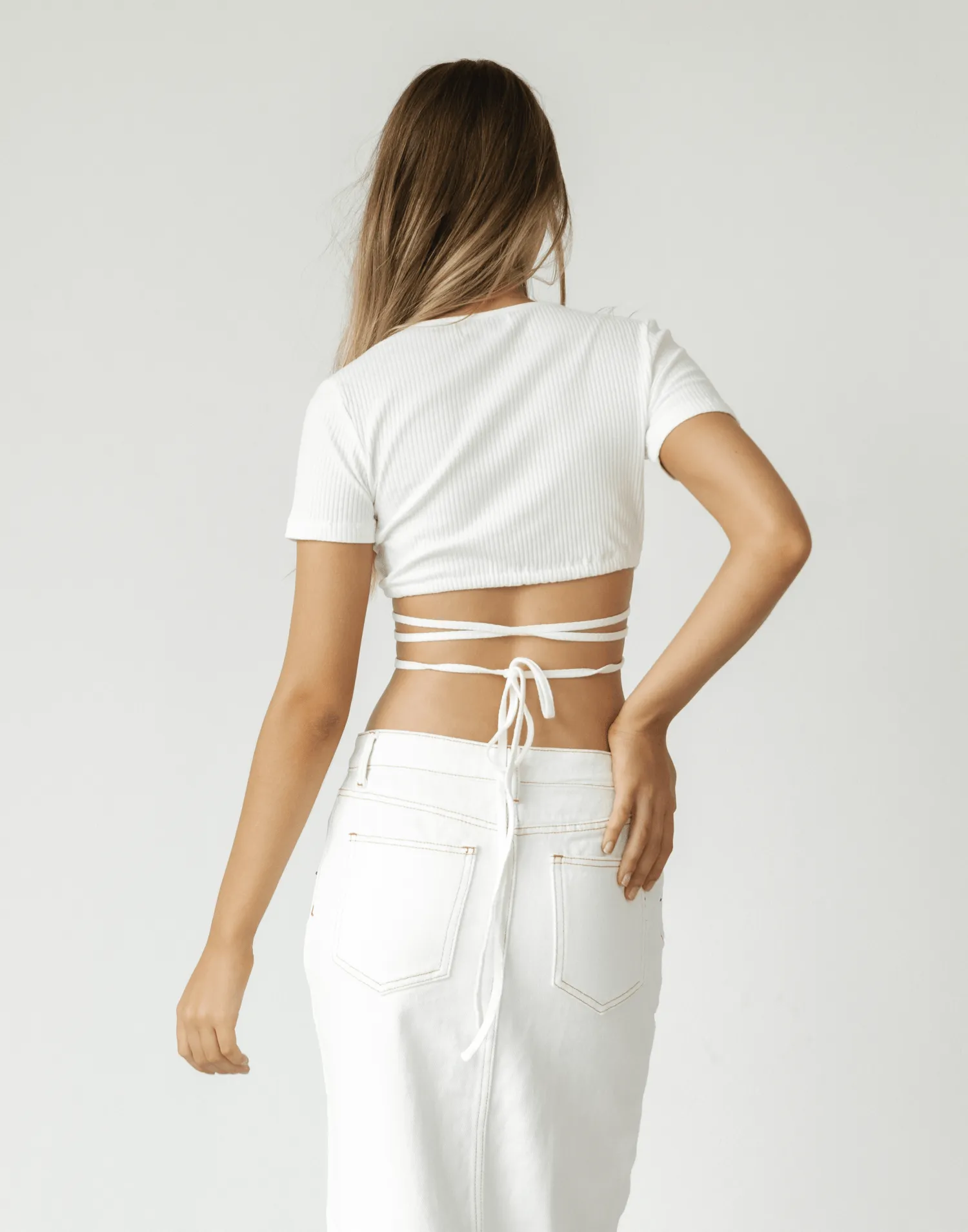 Flick Crop Top (White)