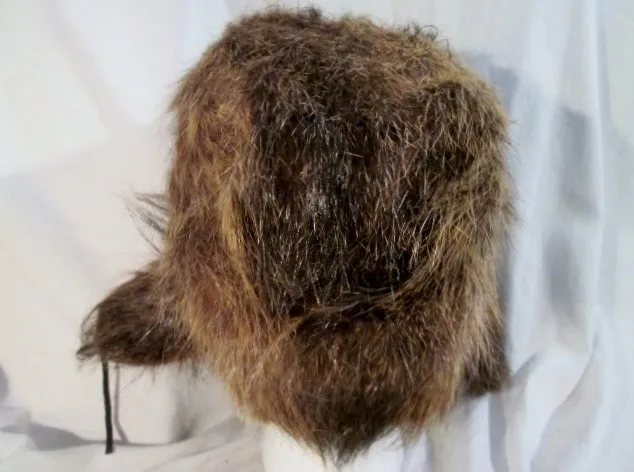 Genuine Fur COYOTE BEAVER Cap Trooper Flap Cossack Trapper Aviator Cosplay BROWN