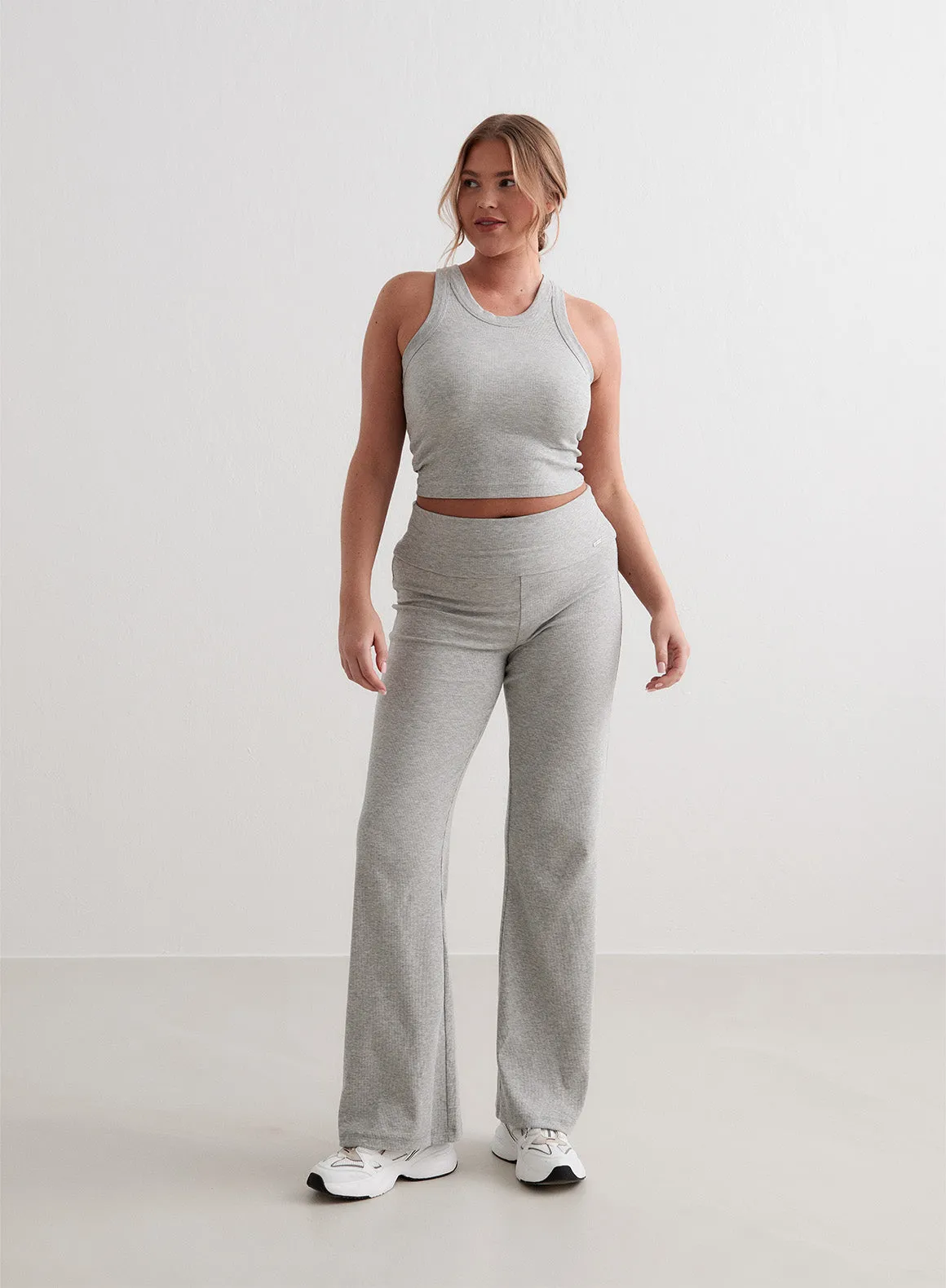 Grey Melange Ease Ribbed Tank Top