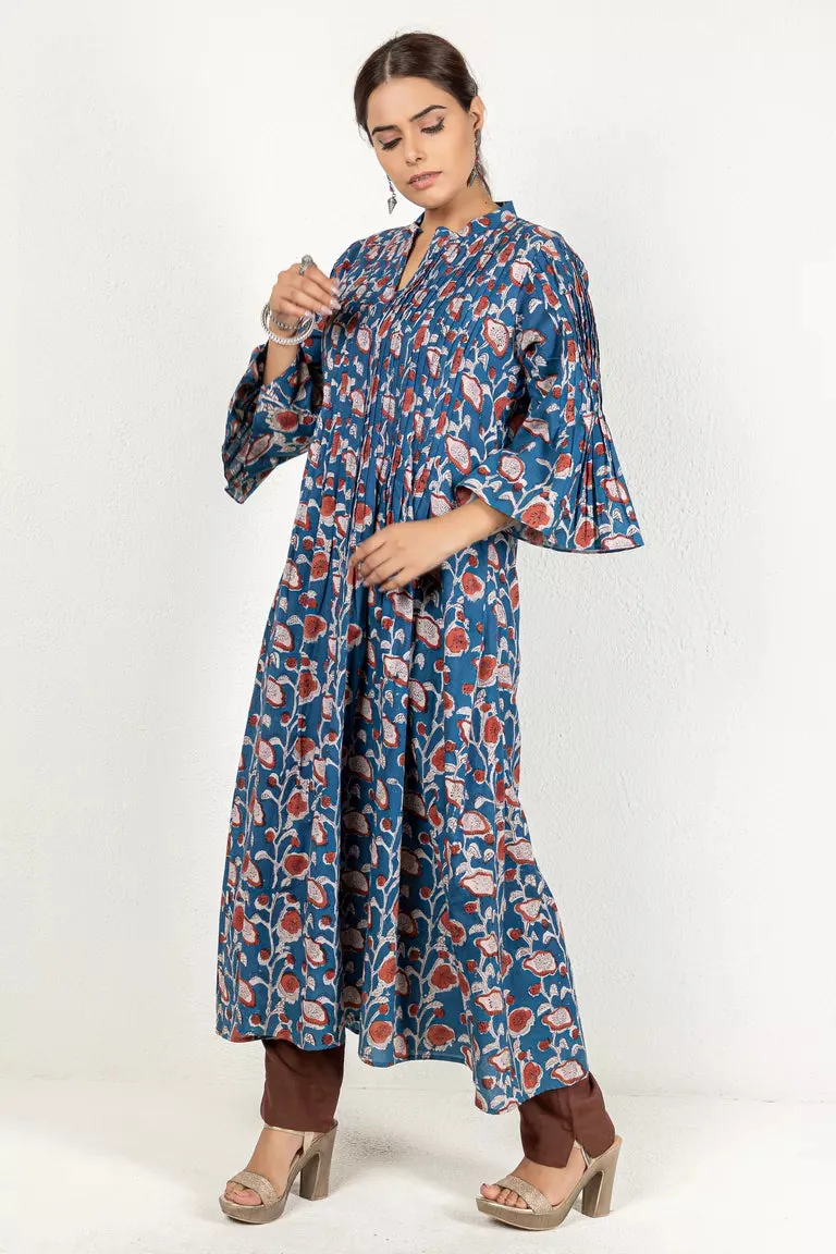 Indigo & Rust Hand Block Jaota Printed Kurta