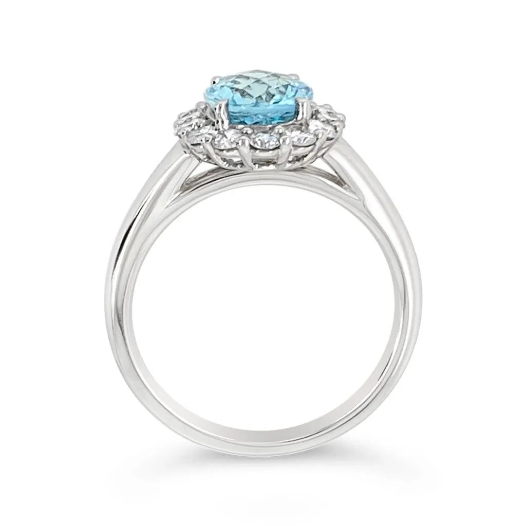 Irisa by Martin Binder Aquamarine & Diamond Halo Ring