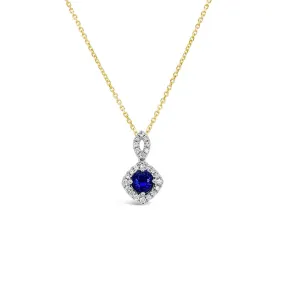 Irisa by Martin Binder Halo Blue Sapphire & Diamond Necklace