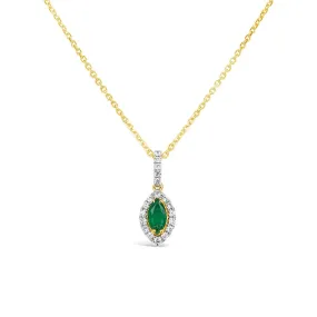 Irisa by Martin Binder Marquise Emerald & Diamond Halo Necklace