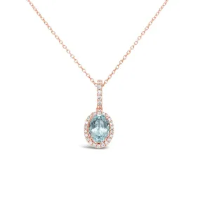 Irisa by Martin Binder Oval Aquamarine & Diamond Halo Necklace