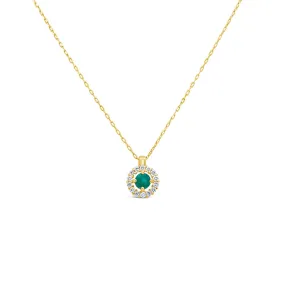 Irisa by Martin Binder Round Emerald & Diamond Halo Necklace