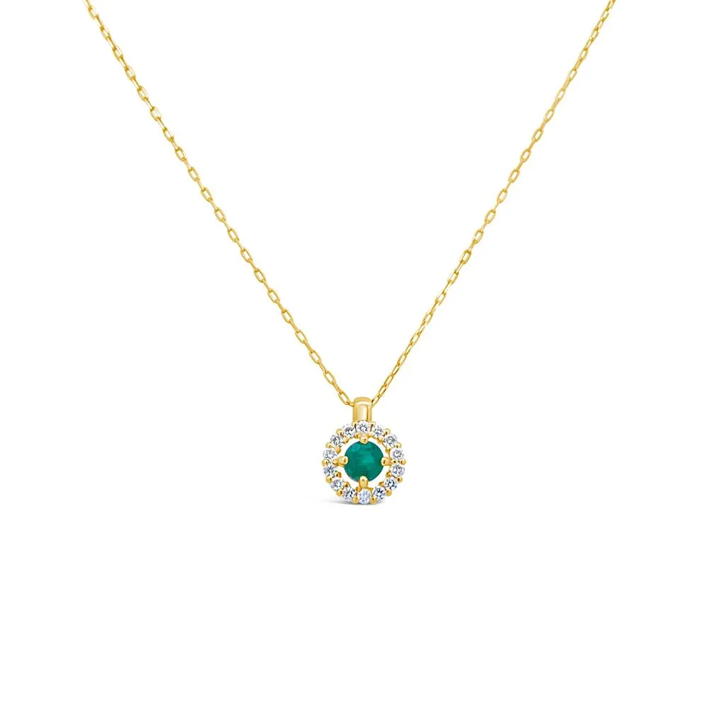 Irisa by Martin Binder Round Emerald & Diamond Halo Necklace