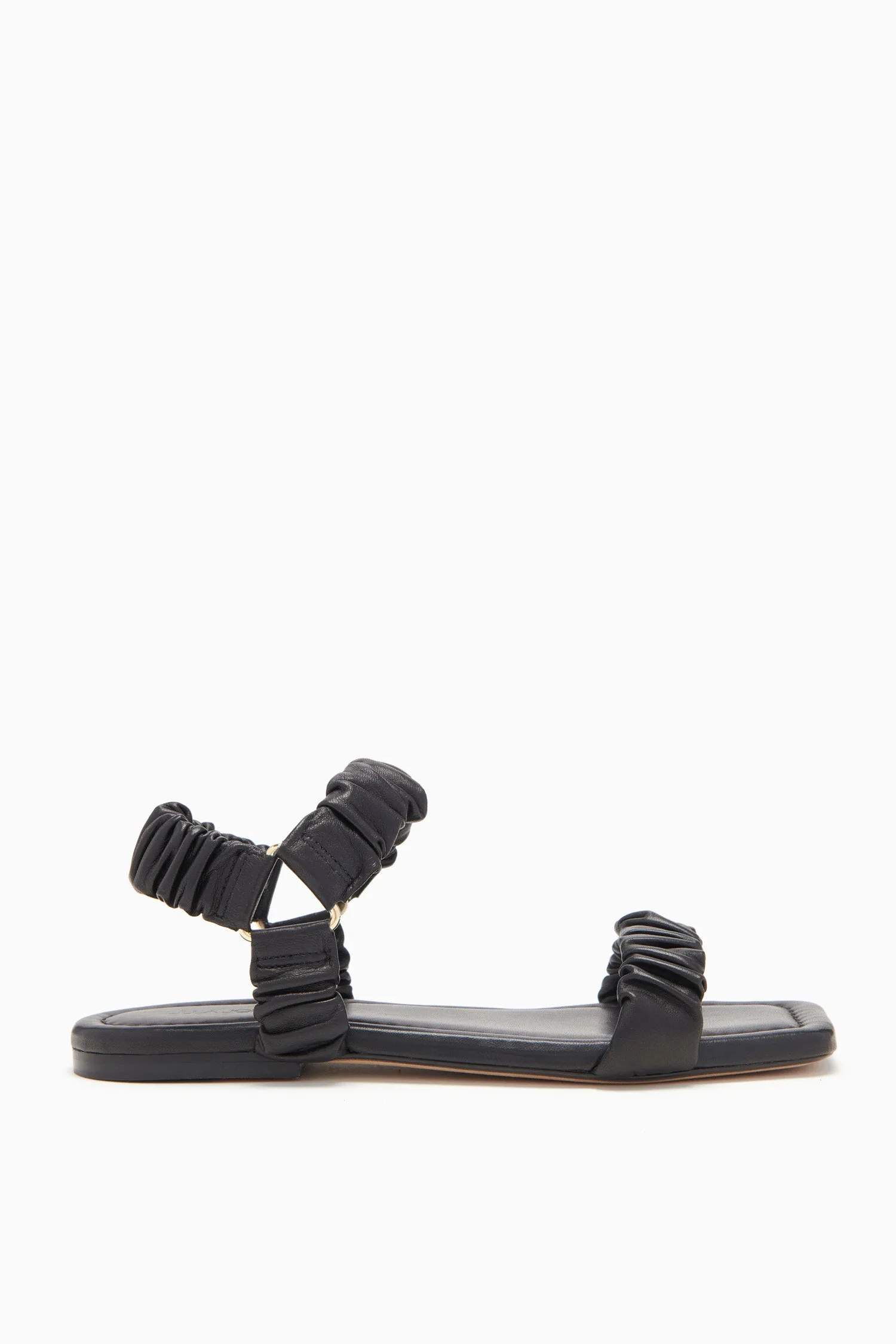 Isabella Ruched Flat Sandal - Noir