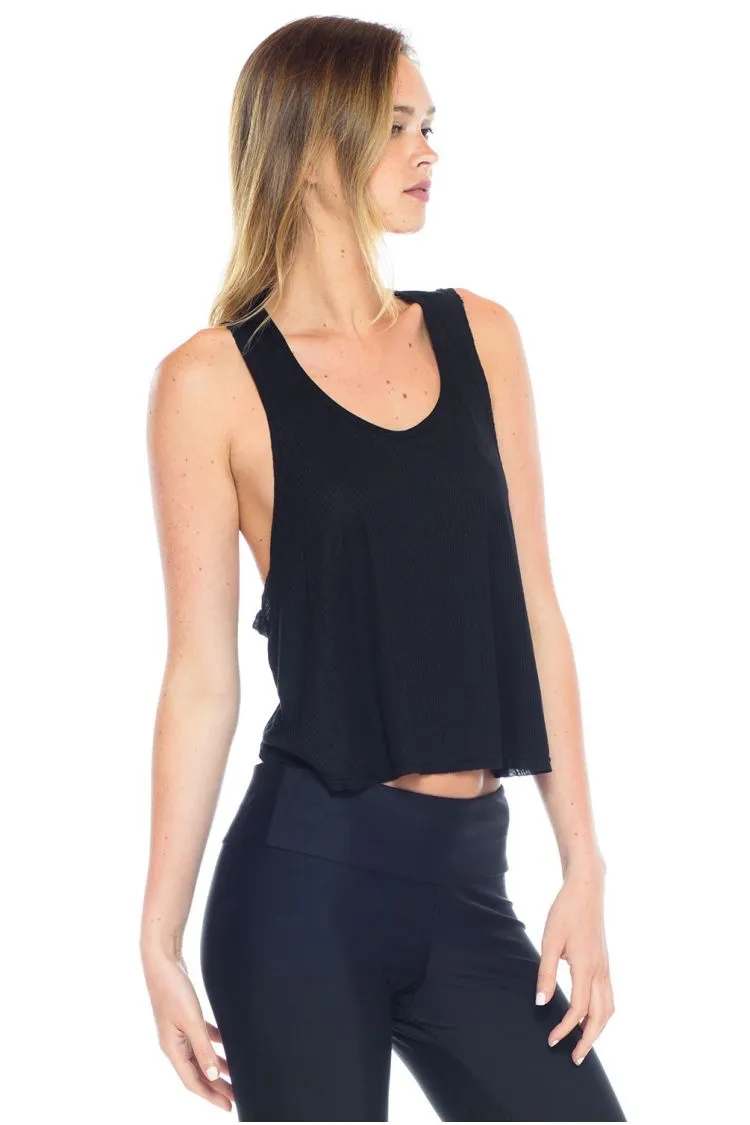 Joah Brown Half Moon Crop Top Black