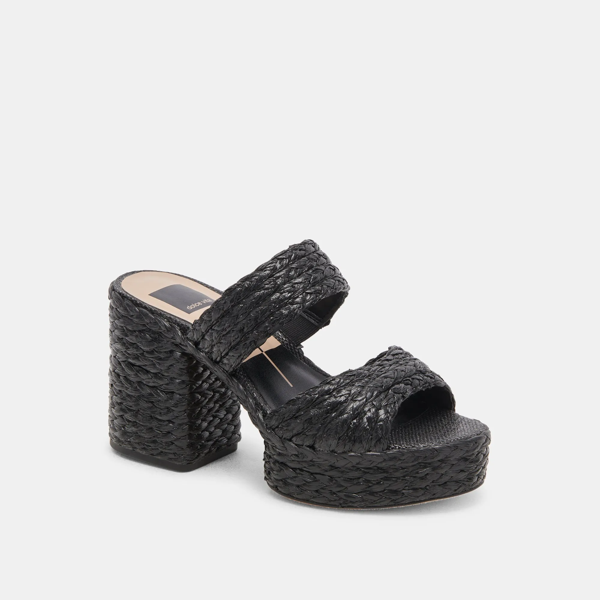 LATOYA HEELS BLACK RAFFIA - re:vita