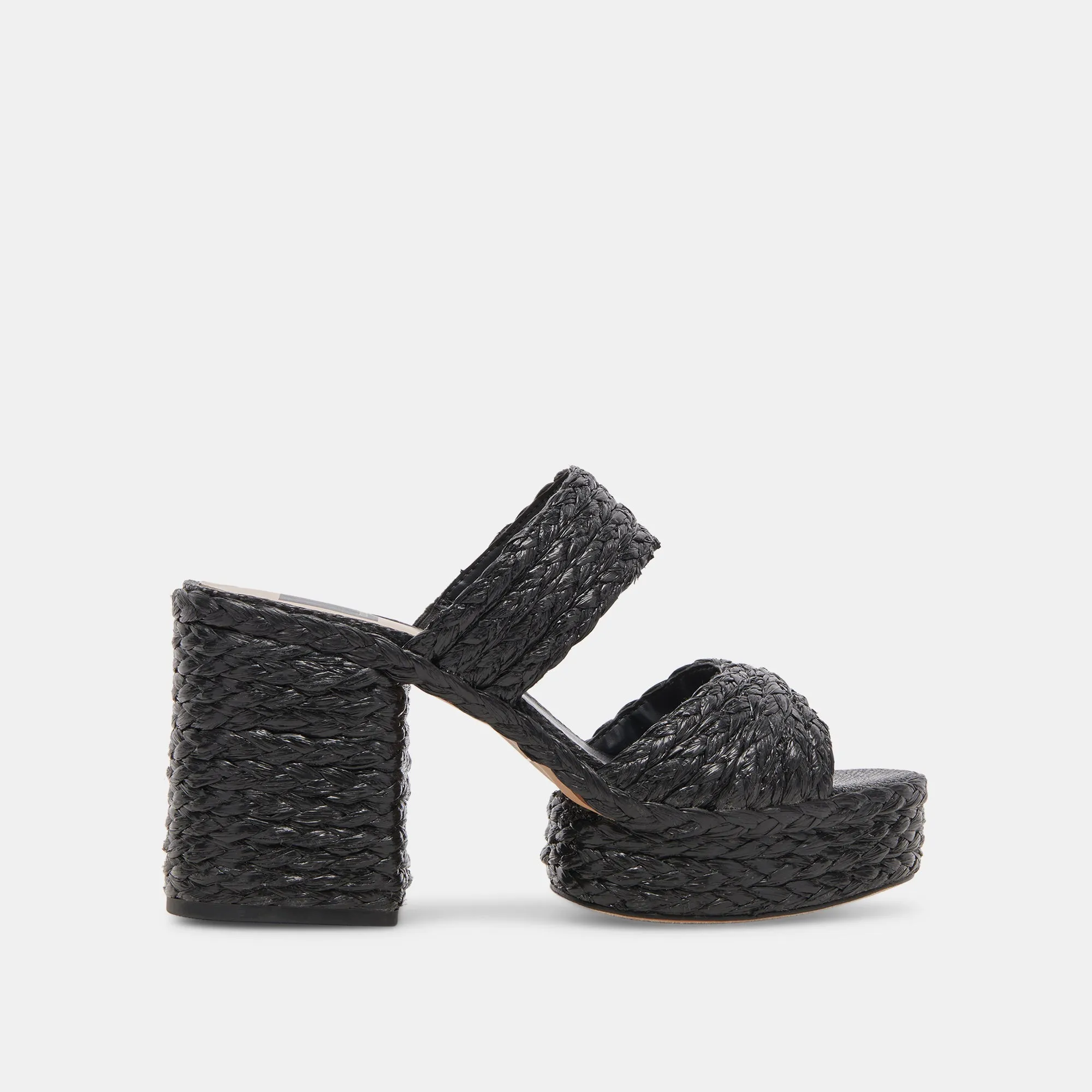 LATOYA HEELS BLACK RAFFIA - re:vita