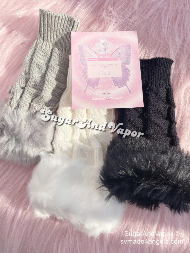 Lucia Snow Furry Fingerless Gloves