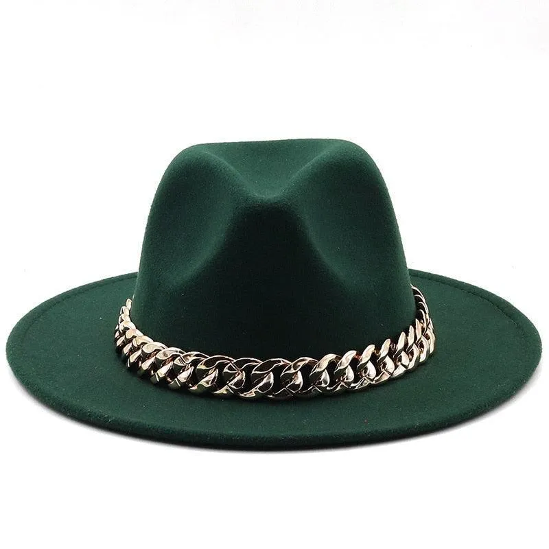 Luxury Fedora Hat With Chain