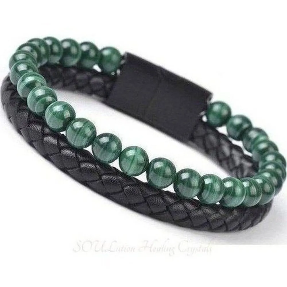 Malachite Leather Bracelet