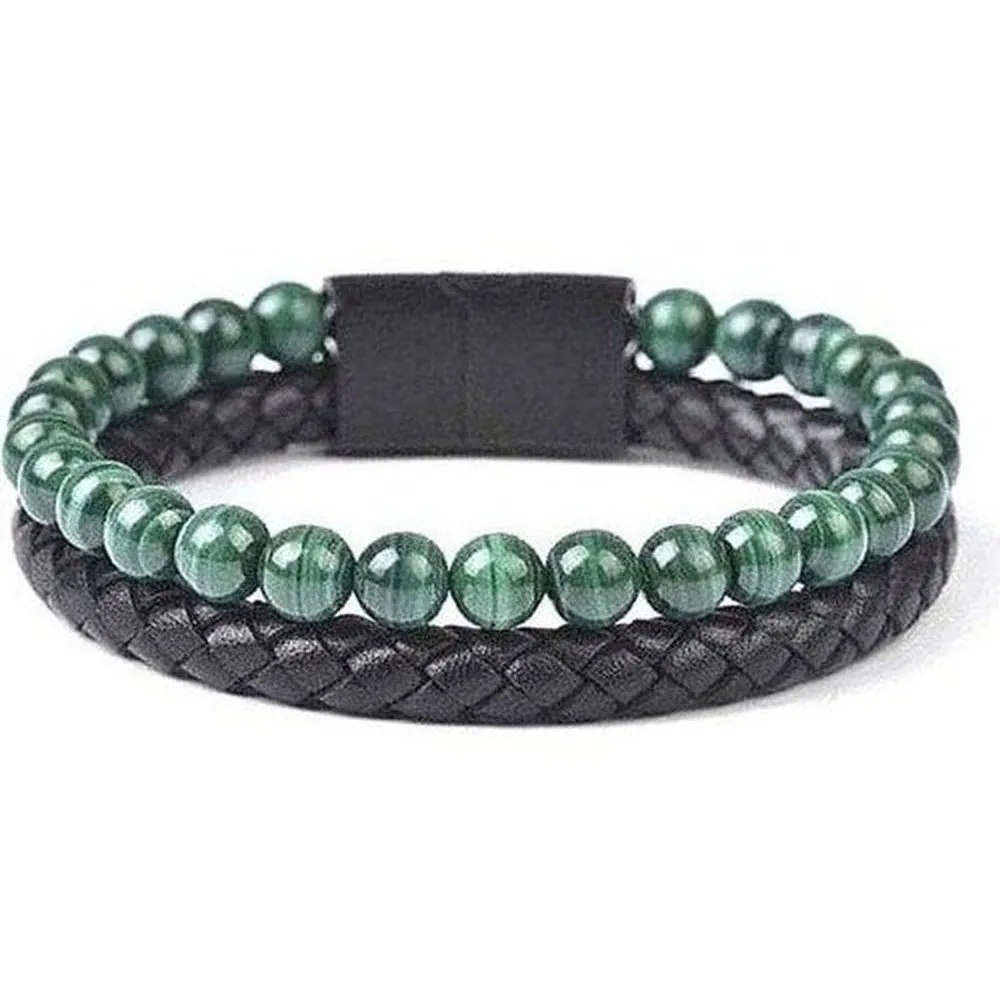 Malachite Leather Bracelet