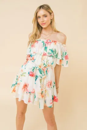 Off Shoulder Floral Romper