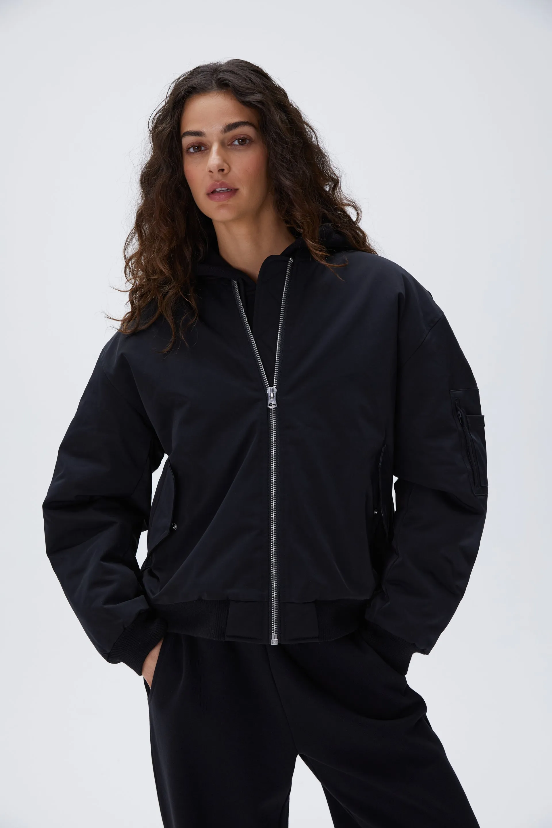 Oversized Bomber Jacket - Black