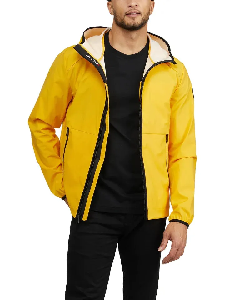 Pajar Mens Benton Packable Rain Jacket with Fix Hood and Shirtail Hem - GOLDEN