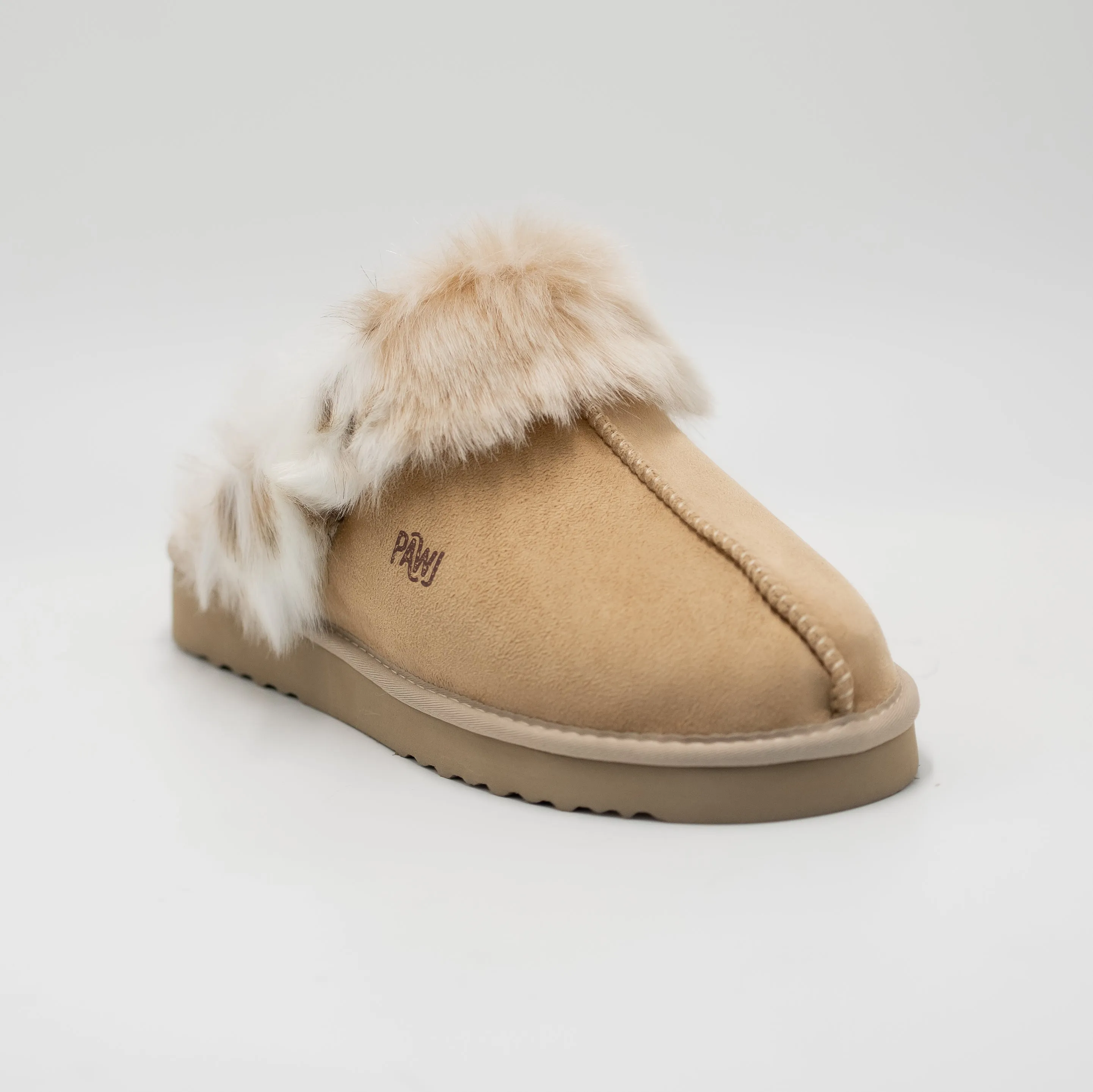 PAWJ Slippers | Tan / Snow Leopard