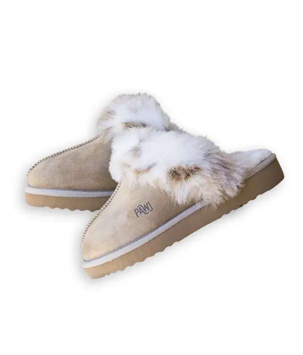 PAWJ Slippers | Tan / Snow Leopard