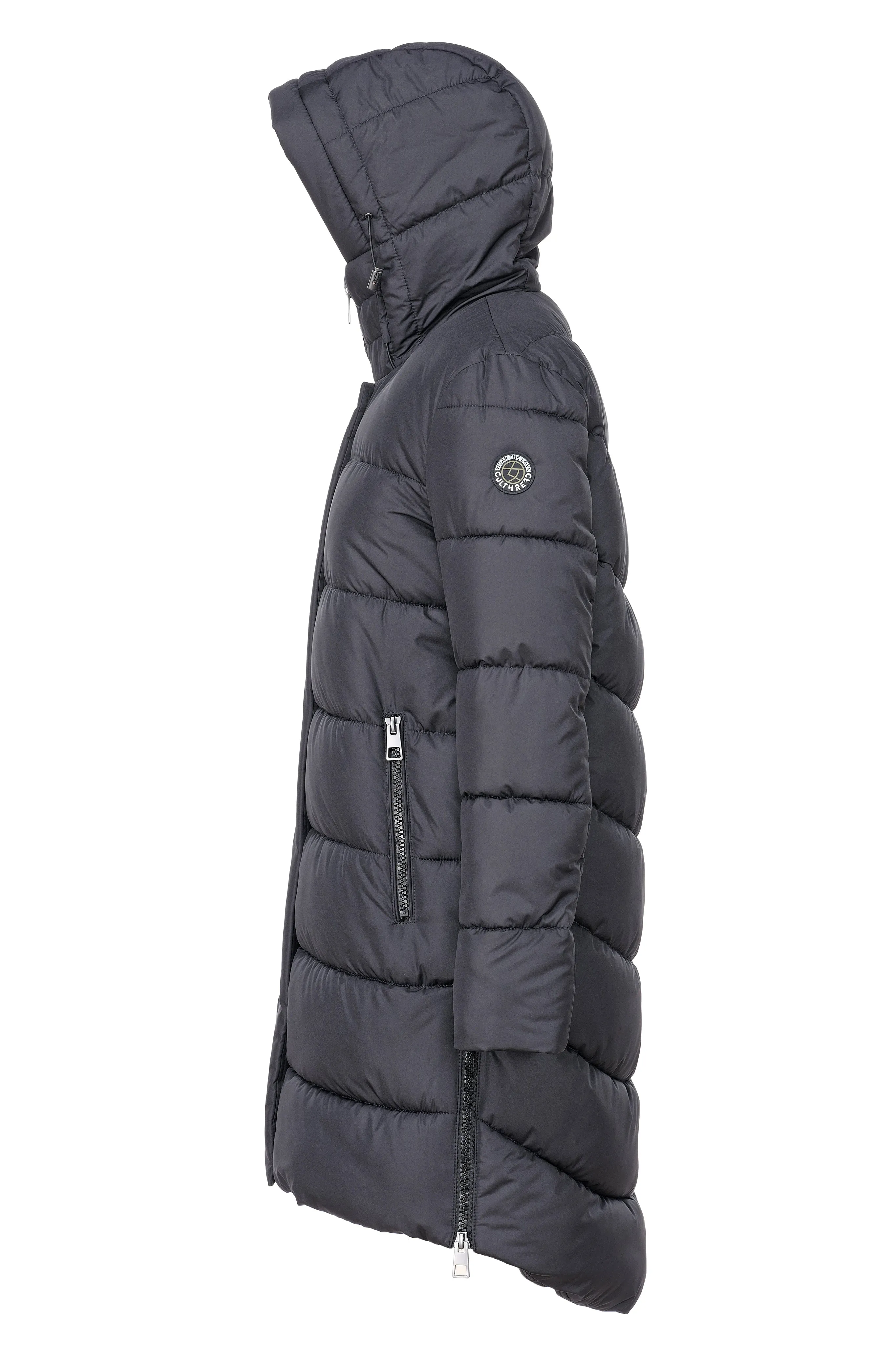 PORTOBELLO II recycled black long puffer jacket