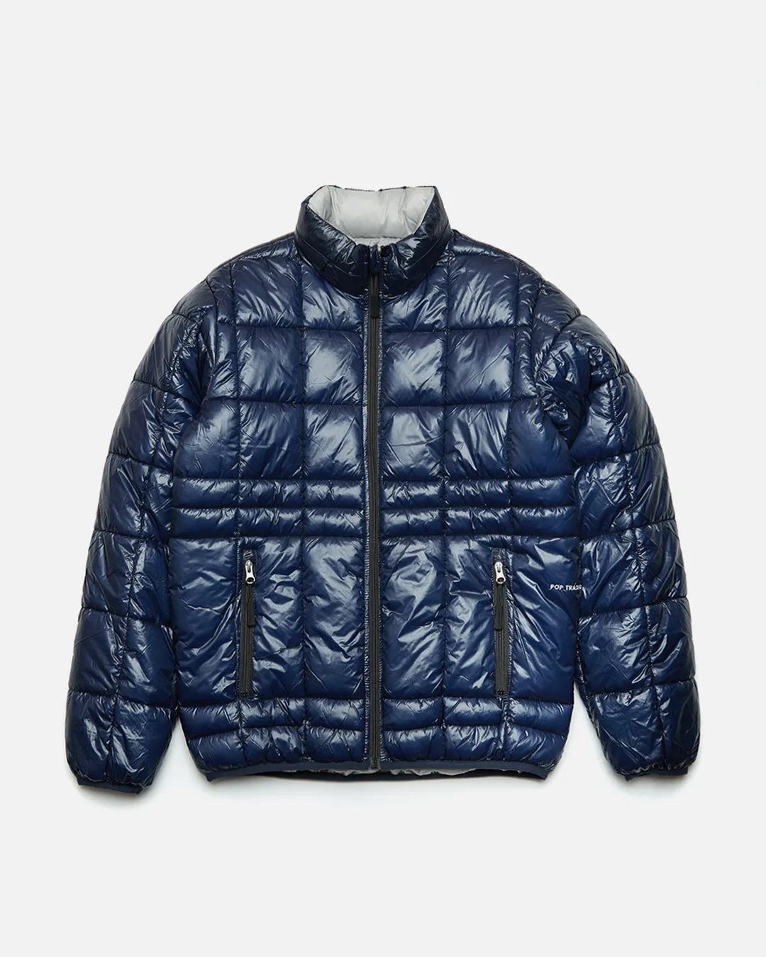 Quilted Reversible Puffer Jacket - Navy / Drizzle