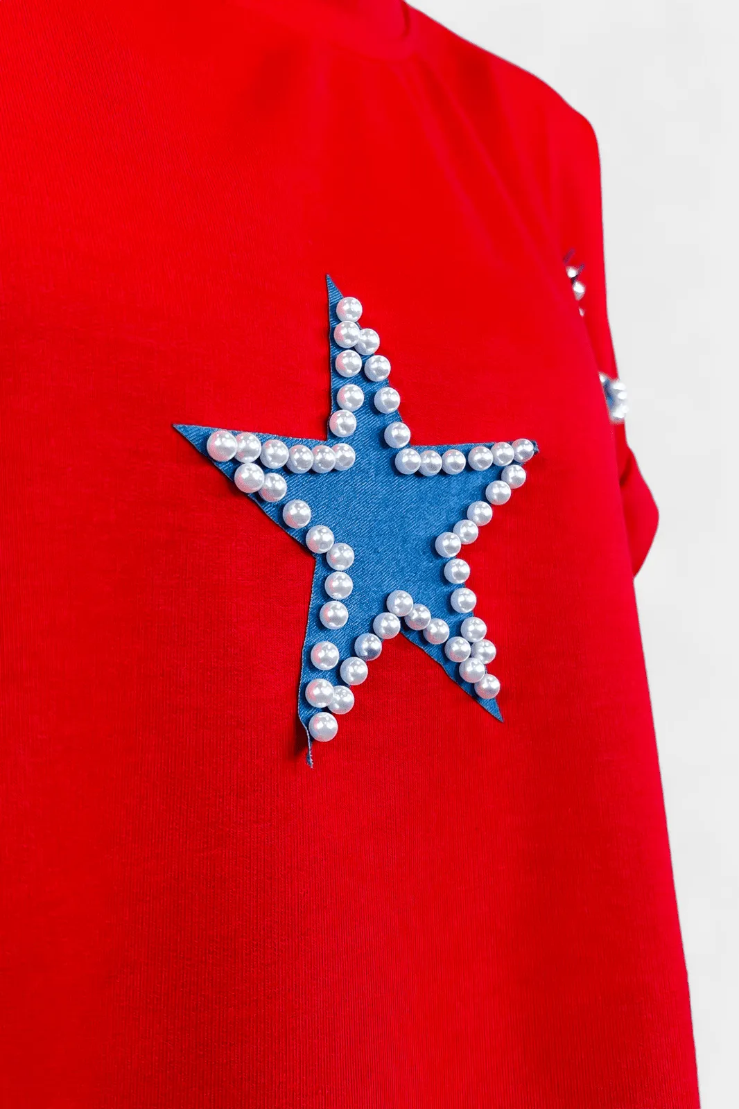 Red Pearl Star Patriotic Top